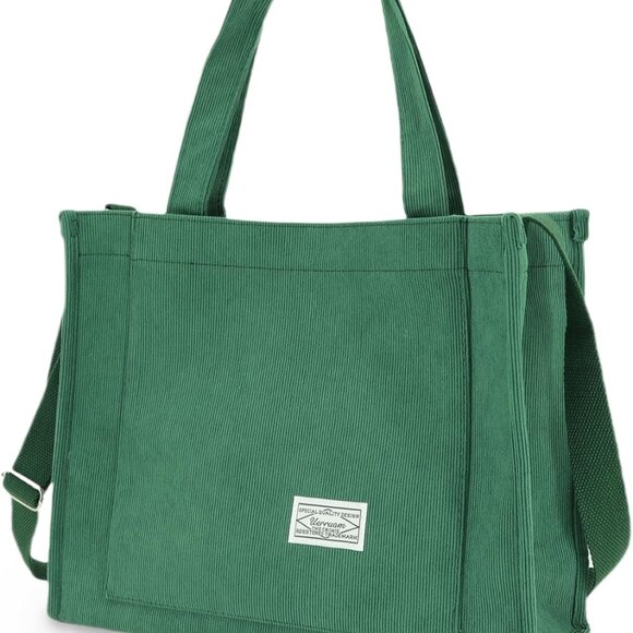 Corduroy Tote Bag for Women Work Crossbody Purse for Everyday,College,Travel,Lig - Picture 1 of 6
